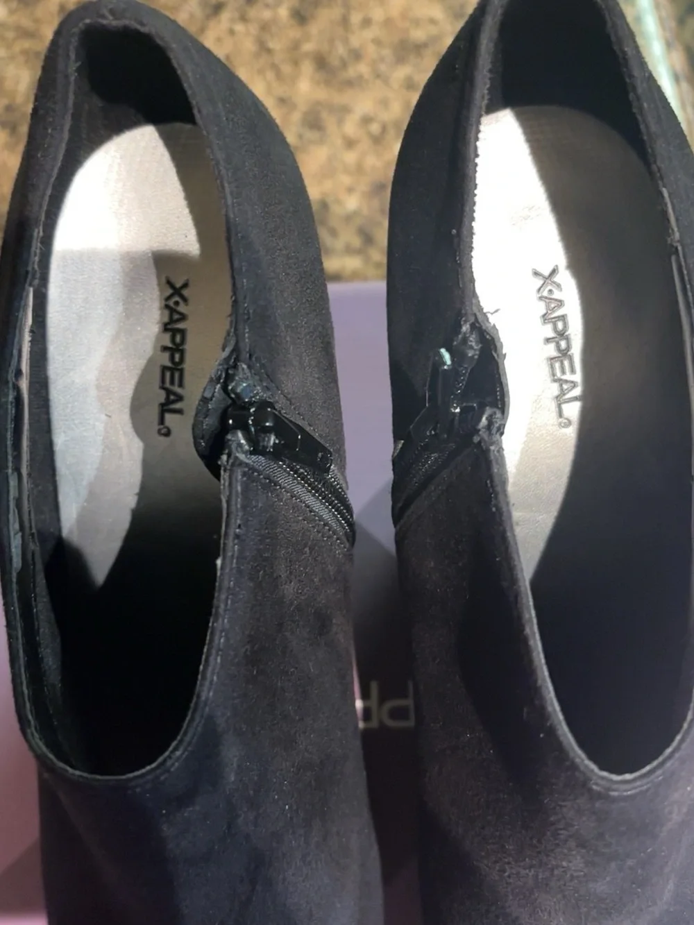 Xappeal Women's Black Suede Wedge Booties